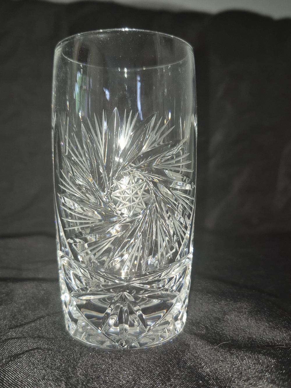 Cut Crystal Highball Glass with Starburst Cut